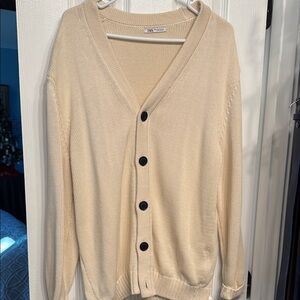 Zara Beige Cardigan Sweater